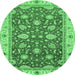 Round Oriental Emerald Green Traditional Rug, abs2768emgrn