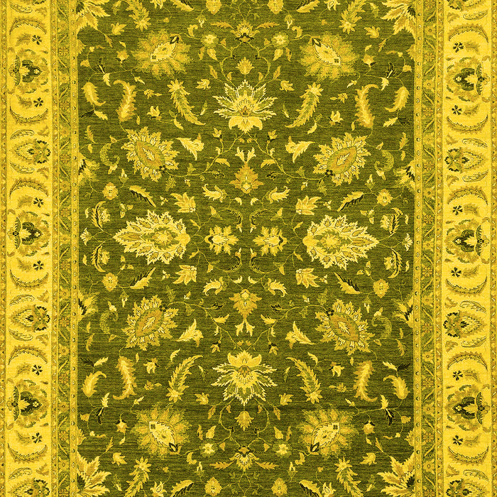 Machine Washable Oriental Yellow Traditional Rug, wshabs2768yw