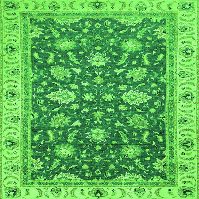 Square Machine Washable Oriental Green Traditional Area Rugs, wshabs2768grn