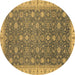 Round Oriental Brown Traditional Rug, abs2769brn