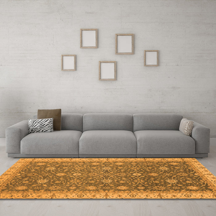 Machine Washable Oriental Orange Traditional Area Rugs in a Living Room, wshabs2769org