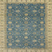 Square Abstract Dark Khaki Green Oriental Rug, abs2769