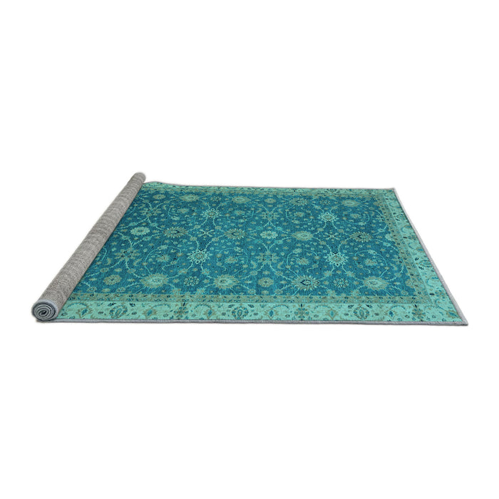 Sideview of Machine Washable Oriental Light Blue Traditional Rug, wshabs2769lblu