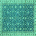 Square Oriental Turquoise Traditional Rug, abs2769turq