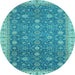 Round Oriental Light Blue Traditional Rug, abs2769lblu