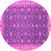 Round Machine Washable Oriental Pink Traditional Rug, wshabs2769pnk