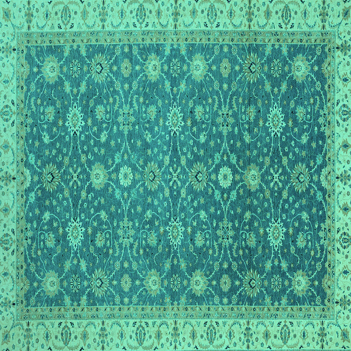 Square Machine Washable Oriental Turquoise Traditional Area Rugs, wshabs2769turq