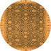 Round Machine Washable Oriental Orange Traditional Area Rugs, wshabs2769org