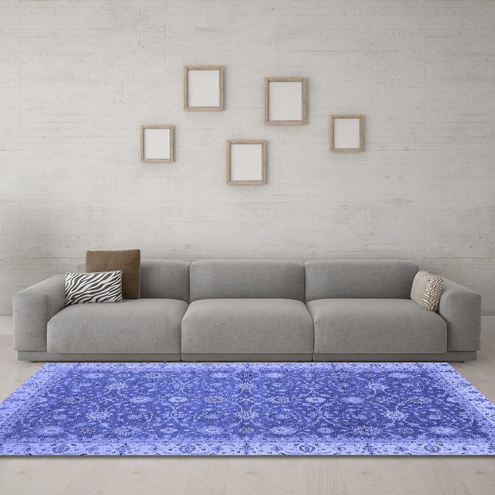 Machine Washable Oriental Blue Traditional Rug in a Living Room, wshabs2769blu