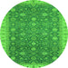 Round Oriental Green Traditional Rug, abs2769grn