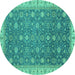 Round Oriental Turquoise Traditional Rug, abs2769turq