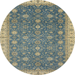 Round Machine Washable Abstract Dark Khaki Green Rug, wshabs2769
