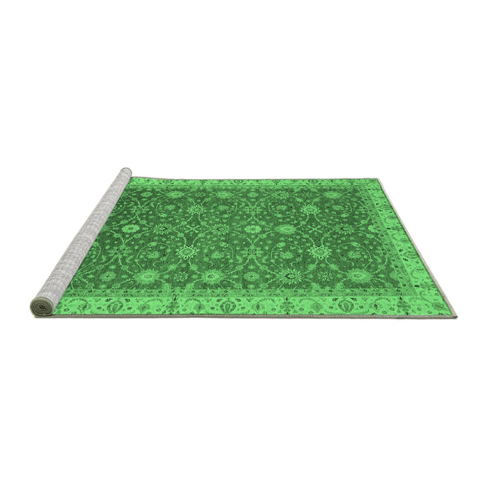 Sideview of Machine Washable Oriental Emerald Green Traditional Area Rugs, wshabs2769emgrn