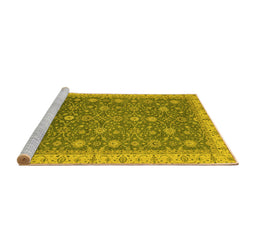 Sideview of Machine Washable Oriental Yellow Traditional Rug, wshabs2769yw