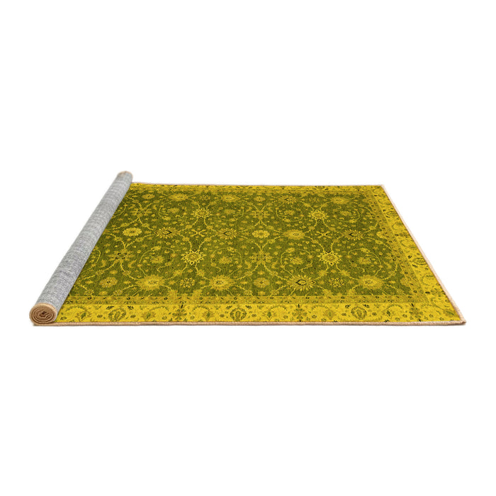 Sideview of Machine Washable Oriental Yellow Traditional Rug, wshabs2769yw