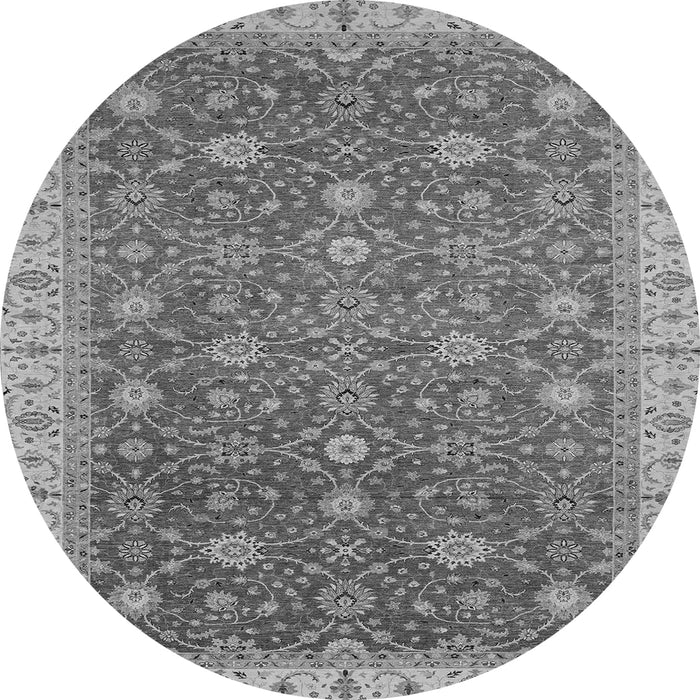 Round Machine Washable Oriental Gray Traditional Rug, wshabs2769gry