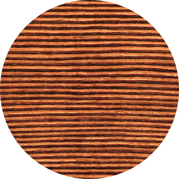 Round Machine Washable Oriental Orange Modern Area Rugs, wshabs276org