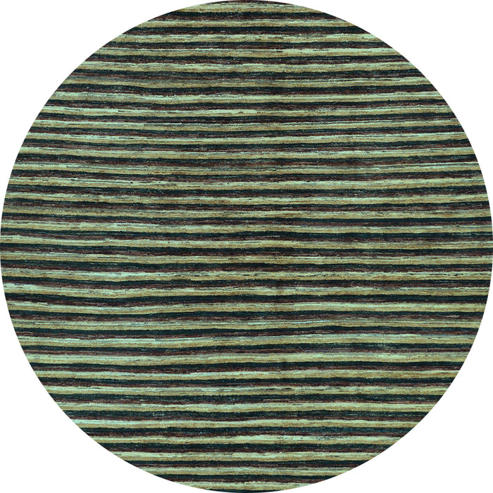 Round Machine Washable Oriental Light Blue Modern Rug, wshabs276lblu