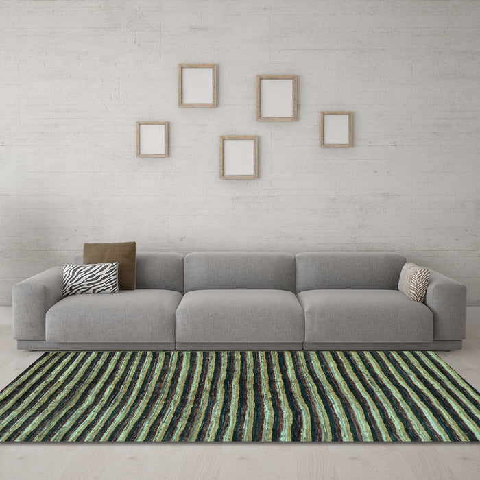Machine Washable Oriental Light Blue Modern Rug in a Living Room, wshabs276lblu