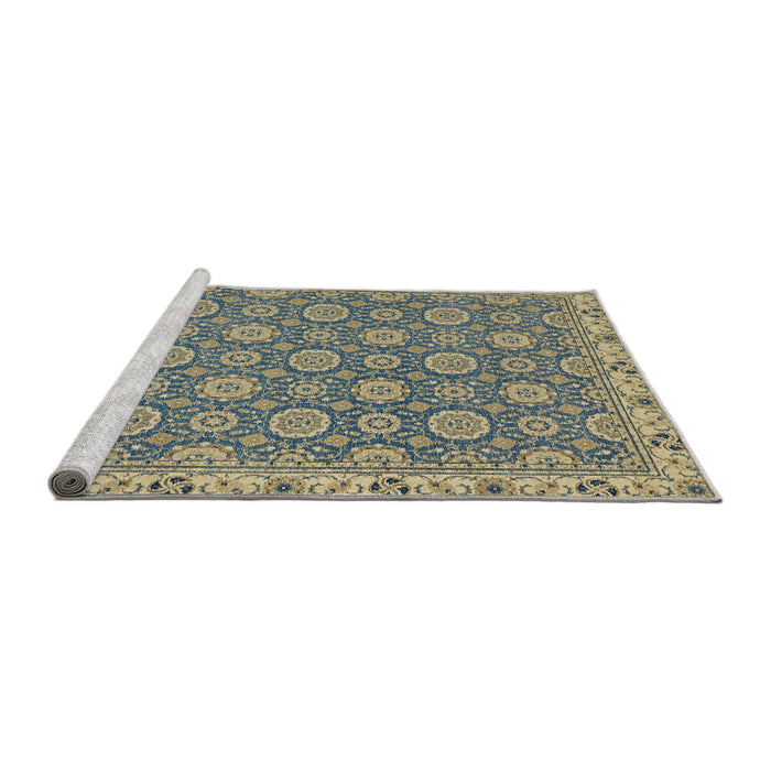 Sideview of Machine Washable Abstract Brown Green Rug, wshabs2770
