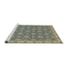 Sideview of Machine Washable Abstract Brown Green Rug, wshabs2770