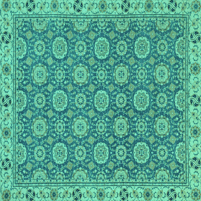 Square Machine Washable Oriental Turquoise Traditional Area Rugs, wshabs2770turq