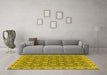 Machine Washable Oriental Yellow Traditional Rug in a Living Room, wshabs2770yw