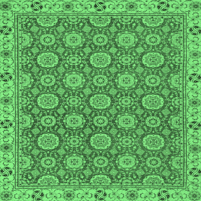 Square Machine Washable Oriental Emerald Green Traditional Area Rugs, wshabs2770emgrn