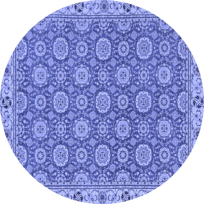 Round Machine Washable Oriental Blue Traditional Rug, wshabs2770blu