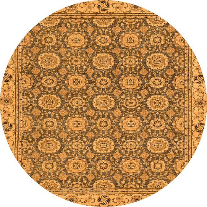 Round Oriental Orange Traditional Rug, abs2770org