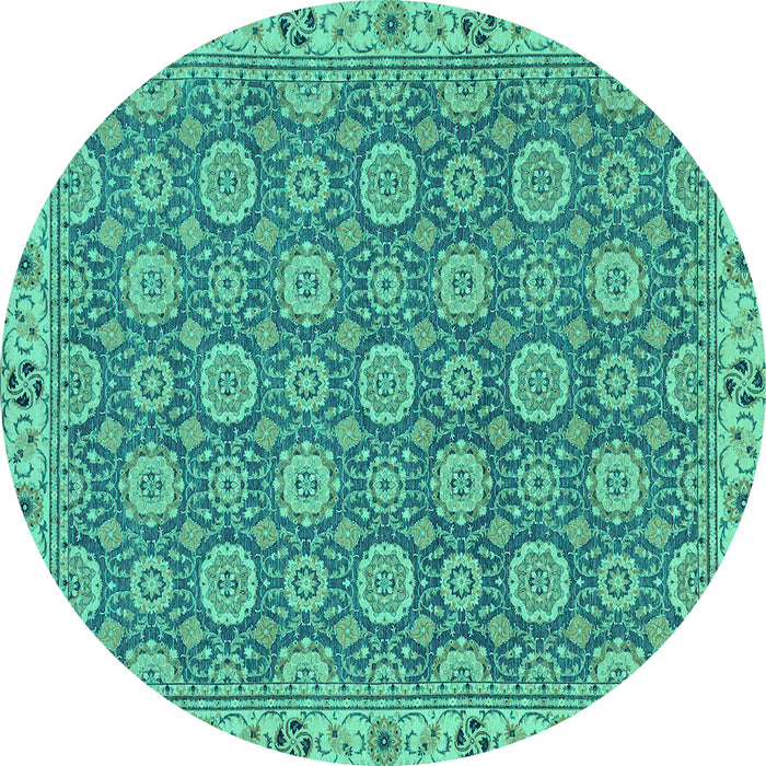 Round Oriental Turquoise Traditional Rug, abs2770turq