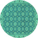 Round Oriental Turquoise Traditional Rug, abs2770turq