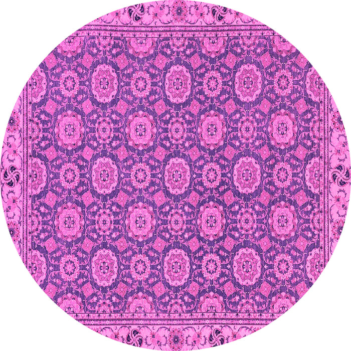 Round Machine Washable Oriental Pink Traditional Rug, wshabs2770pnk