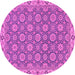 Round Machine Washable Oriental Pink Traditional Rug, wshabs2770pnk