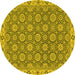 Round Oriental Yellow Traditional Rug, abs2770yw