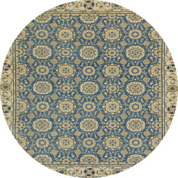 Round Abstract Brownish Green Oriental Rug, abs2770