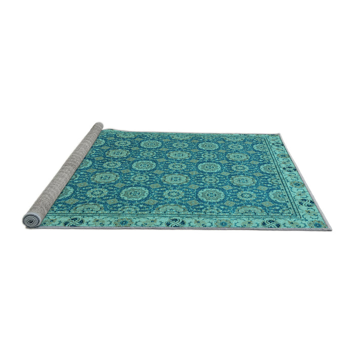 Sideview of Machine Washable Oriental Light Blue Traditional Rug, wshabs2770lblu