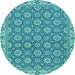 Round Machine Washable Oriental Light Blue Traditional Rug, wshabs2770lblu