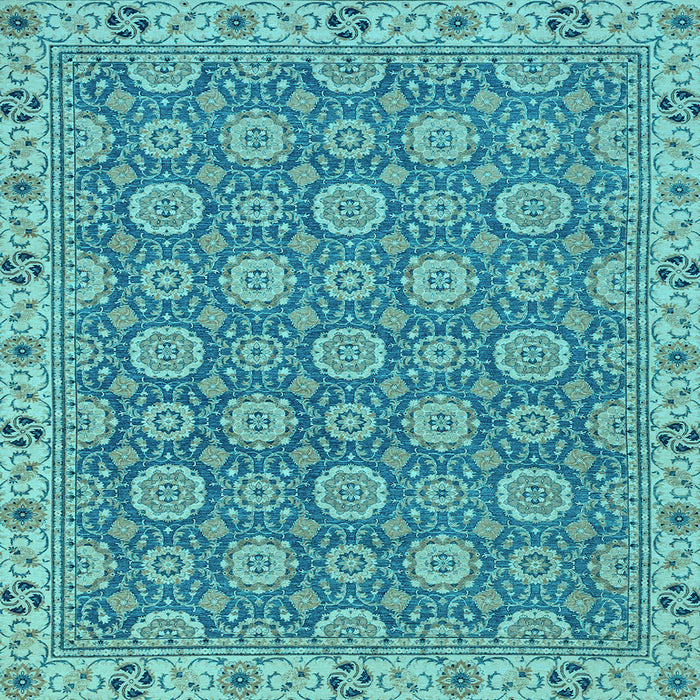 Square Machine Washable Oriental Light Blue Traditional Rug, wshabs2770lblu