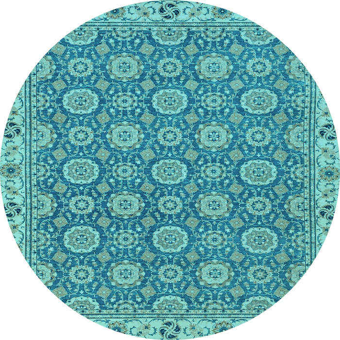 Round Oriental Light Blue Traditional Rug, abs2770lblu