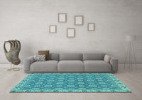 Machine Washable Oriental Light Blue Traditional Rug, wshabs2770lblu