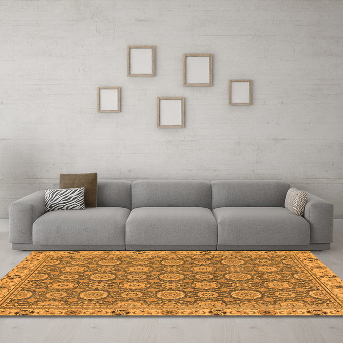 Machine Washable Oriental Orange Traditional Area Rugs in a Living Room, wshabs2770org