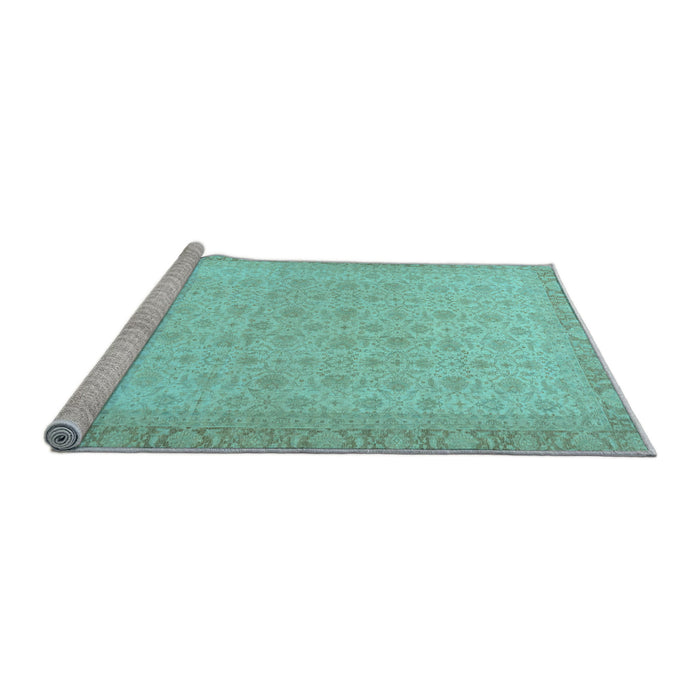 Sideview of Machine Washable Oriental Light Blue Traditional Rug, wshabs2771lblu