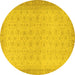 Round Oriental Yellow Traditional Rug, abs2771yw