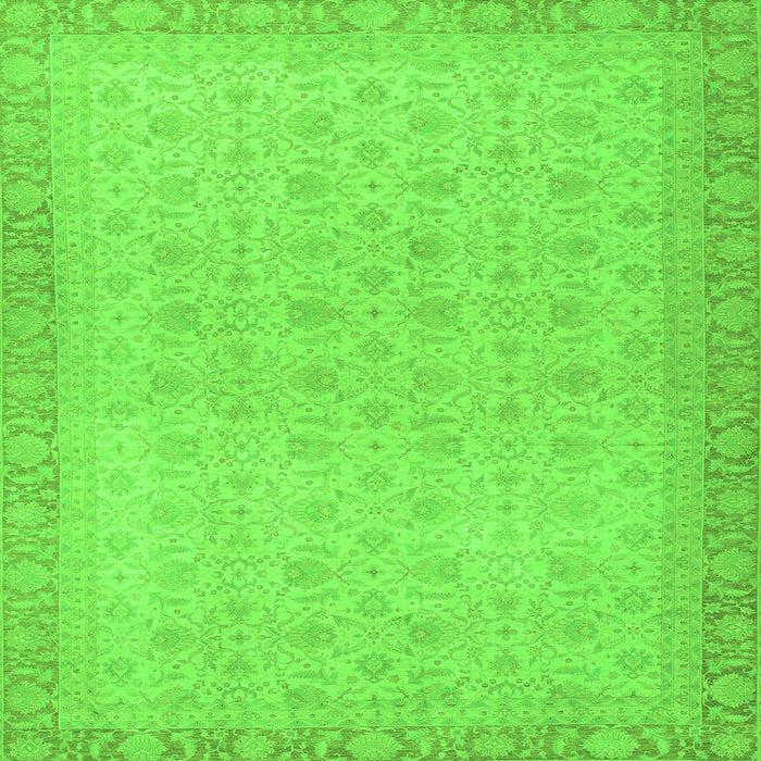 Square Machine Washable Oriental Green Traditional Area Rugs, wshabs2771grn