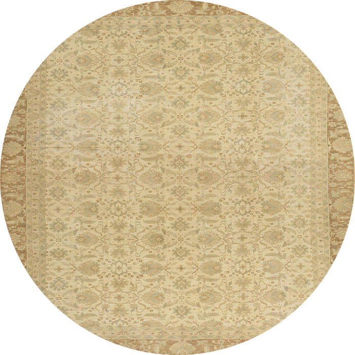 Round Abstract Gold Oriental Rug, abs2771