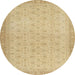 Round Abstract Gold Oriental Rug, abs2771