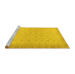 Sideview of Machine Washable Oriental Yellow Traditional Rug, wshabs2771yw