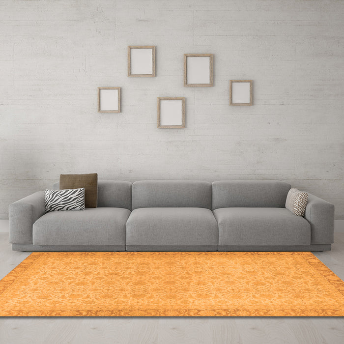 Machine Washable Oriental Orange Traditional Area Rugs in a Living Room, wshabs2771org