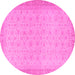 Round Machine Washable Oriental Pink Traditional Rug, wshabs2771pnk